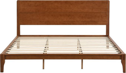 Merax King Size Bamboo Platform Bed, Mid-Century Modern Bed Frame - Image 6
