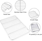 TeamFar Baking Sheet with Cooling Rack, Stainless Steel Half Size Cookie Sheet Pan and Baking Rack Set, 20’’×14’’×1’’, Non Toxic & Rust Free, Thick & Heavy Duty, Mirror Finish & Dishwasher Safe