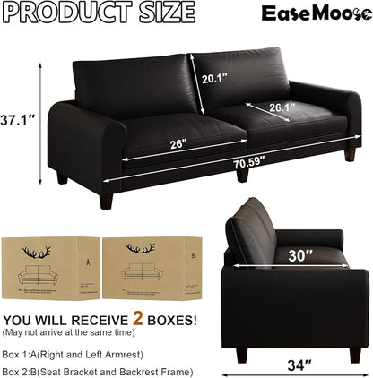 EASE MOOSE 70.6" Faux Leather Loveseat Sofa, Deep Seat Waterproof and - Image 2