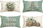 AVOIN colorlife Bless Our Home Farmhouse Eucalyptus Leaves Throw Pillow Covers by AVOINcolorlife