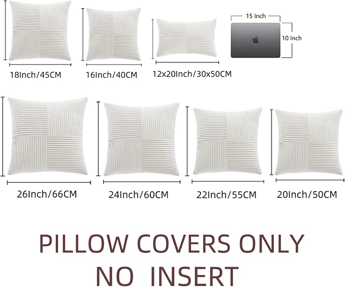 Fancy Homi 2 Packs Cream White Lumbar Decorative Throw Pillow Covers 12x20 Inch - Image 7