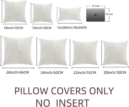 Fancy Homi 2 Packs Cream White Big Decorative Throw Pillow Covers 24x24 Inch - Image 7