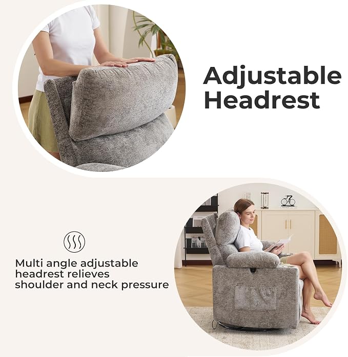 Rocking Chair Nursery with Adjustable Armrests, Electric Glider Recliner - Image 7