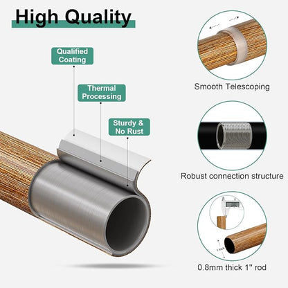 QDWIS Boho Wood Curtain Rods for Windows 48 to 84 inch, Rustic Decorative - Image 5