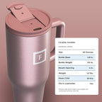 IRON °FLASK Co-Pilot Insulated Mug w/Straw & Flip Cap Lids - Cup Holder Bottle for Hot, Cold Drink - Leak-Proof - Water, Coffee Portable Travel Mug - Rose Gold, 40 Oz