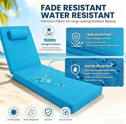 Chaise Lounge Cushion for Outdoor Furniture, Waterproof, Fade-Resistant and - Image 3