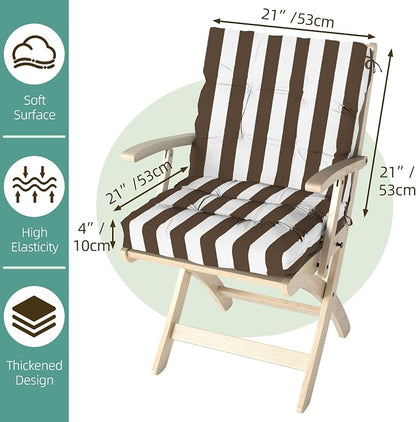 Outdoor Chair Cushions Set of 2, High Back Soft Seat Pad, Indoor Outside Use - Image 9