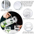 hjn Glass Water Pitcher with Lid Glass Carafe with Handle, Fridge Water Jug for Cold or Hot Beverages,Iced Tea,Milk,Juice 1500ml/51oz & glass lid
