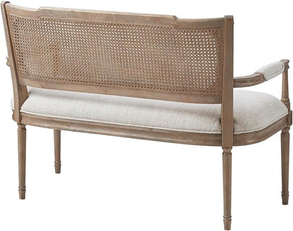 Madison Park Willshire Natural Rattan Settee, Upholstered Seat - Image 10