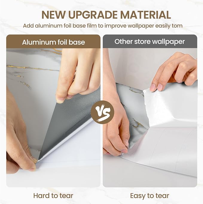 practicalWs Glossy Marble Wallpaper Peel and Stick White/Gold Granite Contact - Image 6