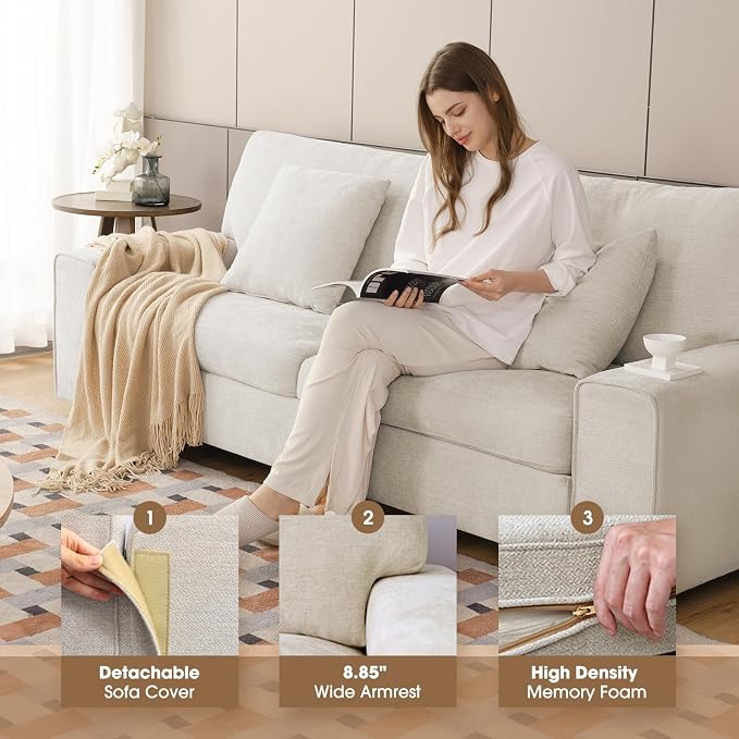 DOPEDIO Modern Living Room Sofa Set, 71.25" Chenille Loveseat - Image 3