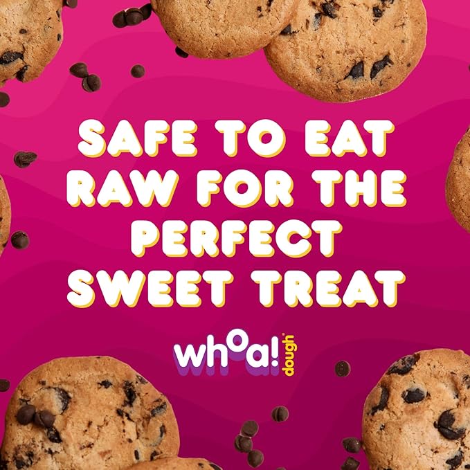 Whoa Dough Ready to Bake Cookie Dough Chocolate Chip – Certified Non-GMO, Kosher, Gluten Free – Plant-Based Snack Dough Made with Real Ingredients – 12 Pack