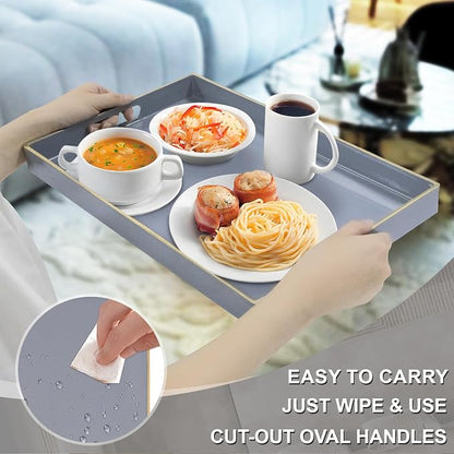 MAONAME Gray Serving Tray with Handles, Modern Grey Decorative Tray - Image 3