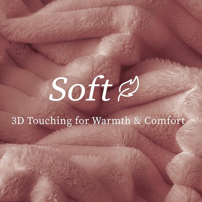 BEDELITE Striped Fleece Throw Blanket, Dusty Pink, Soft Cozy, Lightweight Warm - Image 4