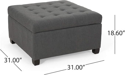 Christopher Knight Home Hedda Tufted Fabric Storage Ottoman - Image 3