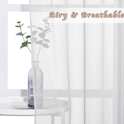 NICETOWN Living Room Window Curtains Sheer Textured, Grommet Casual Voile Sheer - Image 3