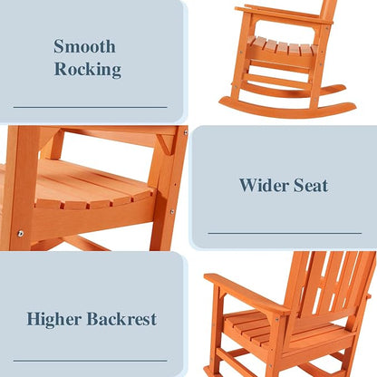 Psilvam Oversized Outdoor Rocking Chair Set of 2, HDPE Porch Rocker - Image 4