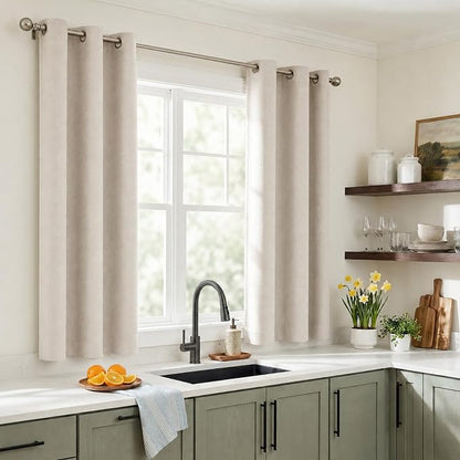 100% Blackout Linen Textured Short Small Curtains - Image 5
