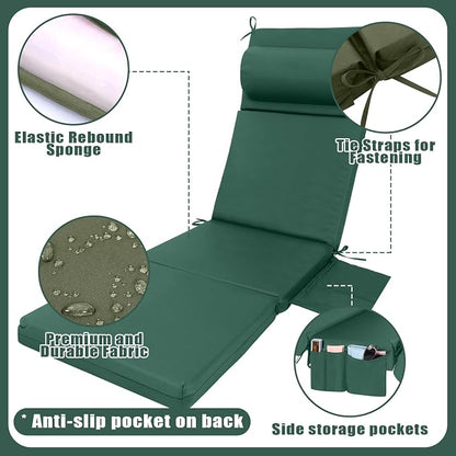 Wenqik 2 Pcs Outdoor Chaise Lounge Cushion - Image 3