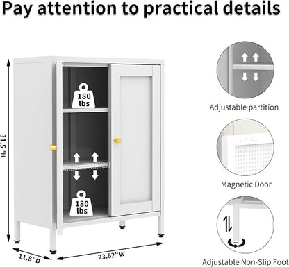 White Metal Storage Cabinet - Image 2