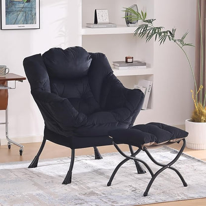 MBOOYOME Lazy Chair with Folding Ottoman, Modern Accent Lounge Armchair with by MBOOYOME
