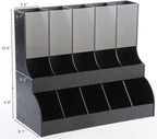 K-Cup Organizer and Dispenser, 10 Compartments, Holds 75+ K-Cups, Countertop, ABS Plastic (Black)