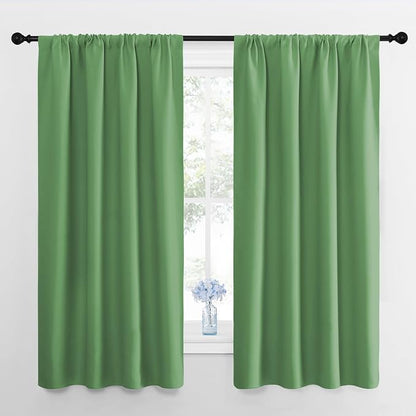 NICETOWN Kitchen Curtains, Short Blackout Drapes, Froest Green, Thermal by NICETOWN
