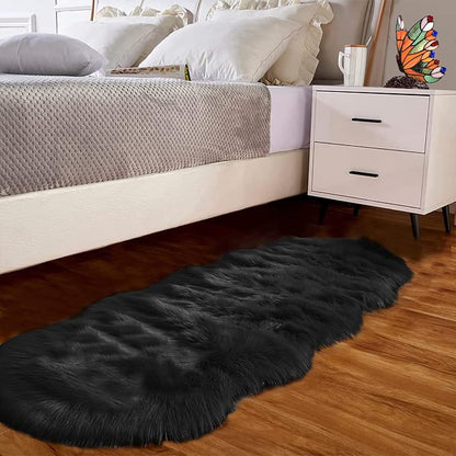 Goolela Black Fluffy Runner Rug 2x6 by Goolela