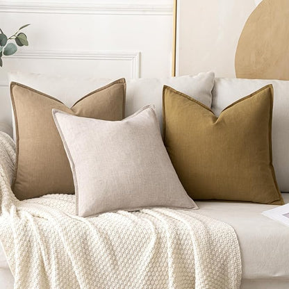 MIULEE Decorative Linen Pillow Covers 20x20 Inch Mustard Yellow | Boho - Image 4
