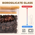 Glass Food Storage Jars Square 6oz, 16 Pack Glass Jars With Bamboo Lids, Kitchen Storage Containers For Spice, Candy, Cookie, Storage For Pantry Organizers