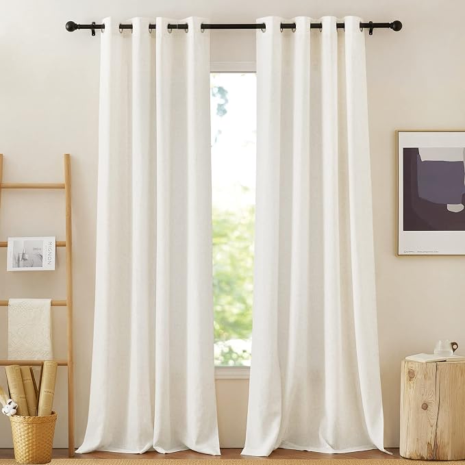 NICETOWN Linen Burlap Curtains for Windows 90 inch Length, Grommet Decorative by NICETOWN