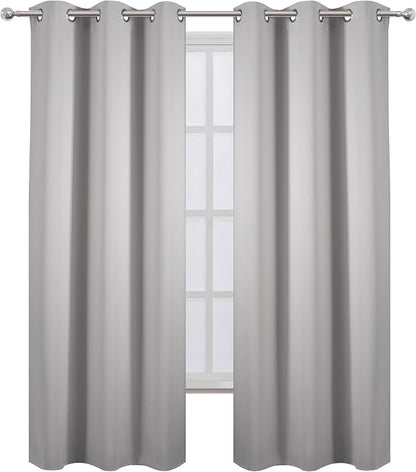 Blackout Curtains 42 x 84 inch/Light Grey Curtains Set of 2 Panels/Thermal - Image 2