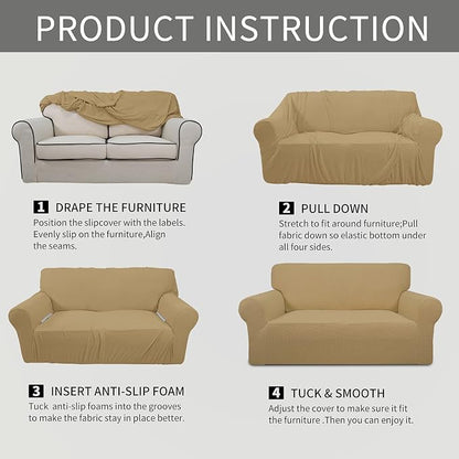 Easy-Going Stretch Oversized Sofa Couch Slipcover Washable Golden | 1-Piece - Image 8