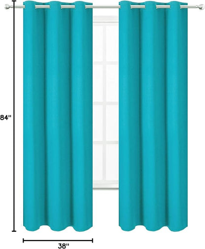 Teal Thermal Blackout Curtains/38 x 84 Inch/Set of 2 Panels Room Darkening - Image 10
