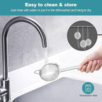 3 Pack Fine Mesh Strainer, Small Stainless Steel Sieves with Handles, for Steeping Loose Leaf Tea, Straining Cocktail, Juice and Sifting Flour, Powdered Sugar