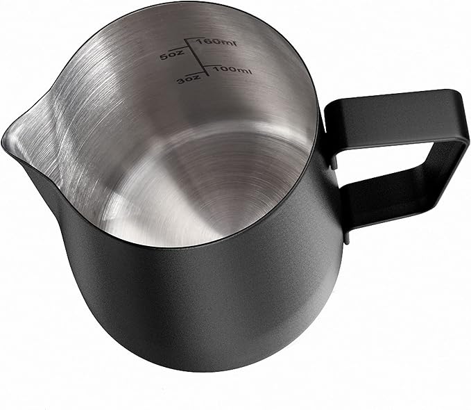 HULISEN 6.8oz/200ml Milk Pitcher, Stainless Steel Espresso Latte Steaming Frothing Pitcher, Coffee Milk Frother Maker, Pour Cup