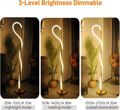 Modern LED Gold Floor Lamp, 3-Level Dimmable Flexible DIY Modeling Tall - Image 4