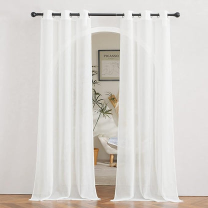 NICETOWN Living Room Ivory Curtains 84 inch Long, Grommet Linen Blend by NICETOWN