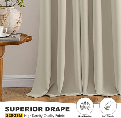MIULEE Blackout Curtains for Bedroom 2 Panels 40 x 54 Inch Long Sand | Thermal - Image 5