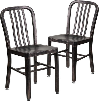 Flash Furniture Gael Commercial Grade 2 Pack Black-Antique Gold Metal by FlashFurniture