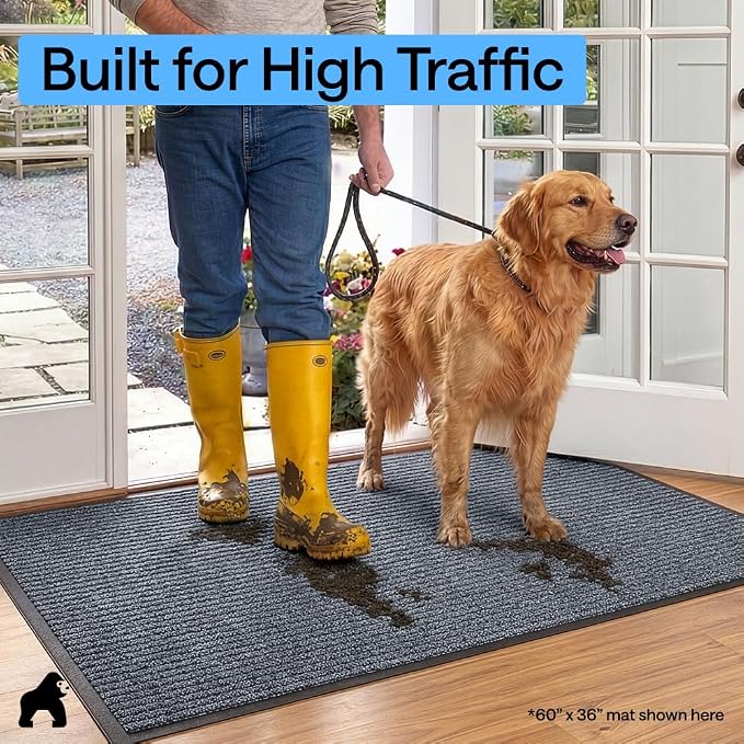 GORILLA GRIP Waterproof Traffic Guard Door Mat, 35x23 2 Pack, Indoor Outdoor - Image 7