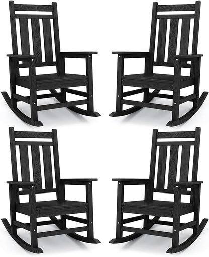 KINGYES Oversized Outdoor Rocking Chair Set of 4, All-Weather Patio Rocking by KINGYES