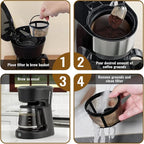 4Pack Coffee Maker Filter Compatible with Mr Coffee 5 Cup,Reusable And Durable Stainless Steel,BPA-Free,Golden Basket