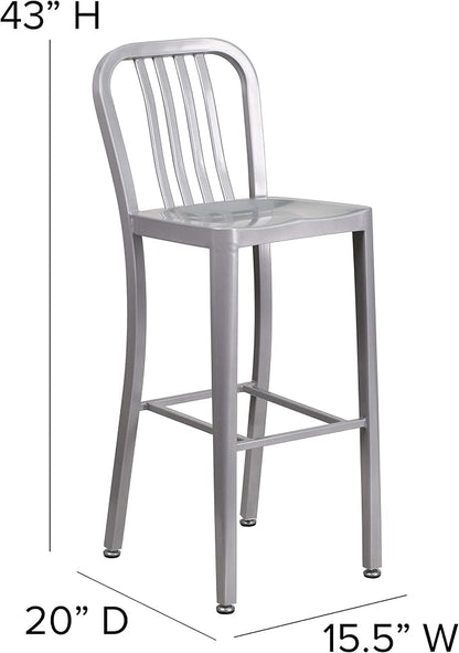 Flash Furniture Commercial Grade 30" High Silver Metal Indoor-Outdoor Barstool - Image 2