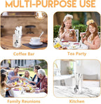 6 Pcs Mini Coffee Spoons with Holder 4.7 inch Demitasse Espresso Stainless Steel Spoons Silver with Acrylic Cylinder Holder for Coffee Bar Home Tea Party (6)