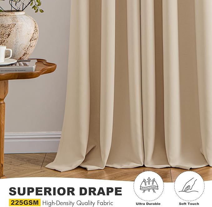 MIULEE Blackout Curtains for Bedroom 2 Panel 40x72 Inch Long Biscotti Beige | - Image 5