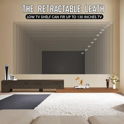 Retractable TV Stand, Solid Wood Minimalist TV Shelf, Mid-Century TV Console - Image 4