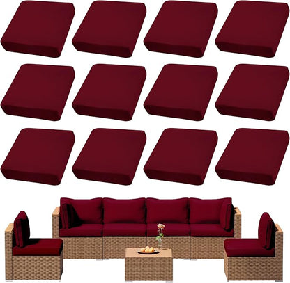 12Pcs Outdoor Cushion Covers, Elastic Patio Cushion Covers | Washable, by dreahoteztil