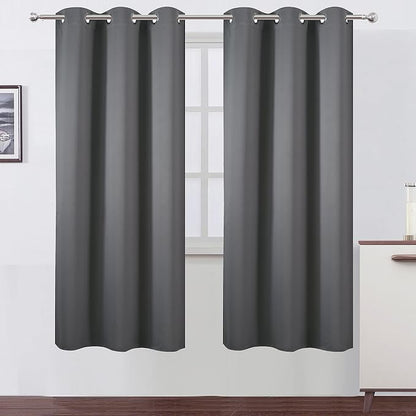 Grey Thermal Blackout Curtains/42 x 72 Inch/Set of 2 Panels Room Darkening by Lemomo