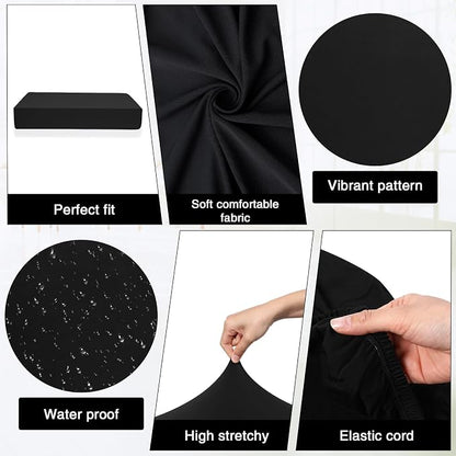 Newwiee 8 Pcs Stretch Patio Outdoor Cushion Covers Replacement, Elastic Fit and - Image 4